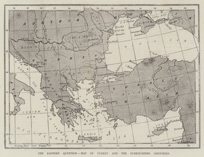 Východní otázka, Mapa Turecka a okolních zemí (rytina) od English School