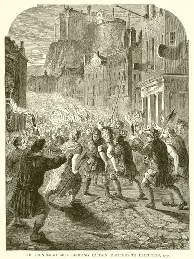 Edinburský dav nesoucí kapitána Porteouse na popravu, 1737 od English School