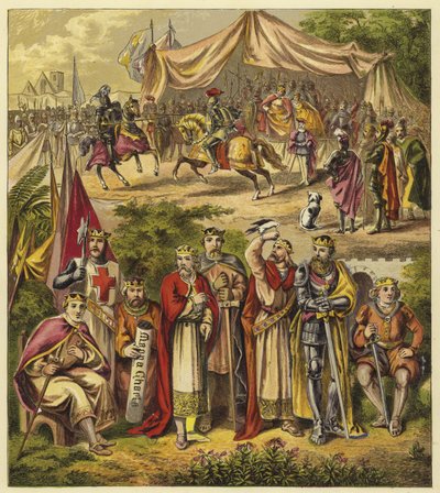 Osm prvních králů plantagenetů; King Henry II, King Richard I, King John, King Henry III, King Edward I, King Edward II, King Edward III, King Richard II od English School