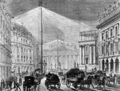 Elektrické světlo v Mansion House, z The Illustrated London News 1881 od English School