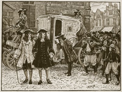 Anglický plnomocník uražený v ulicích Utrechtu, 1712, ilustrace z Cassells Illustrated History of England (sépiová fotografie) od English School