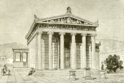 Erechtheion, slavný chrám v Aténách hrdiny Erectheios od English School