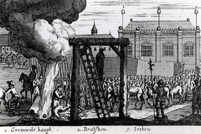 Poprava Olivera Cromwella, Johna Bradshawa a Henryho Iretona, kolem roku 1661 od English School