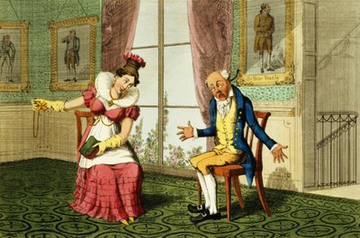 The Expostulation, pub. G. Humphrey, 1821 (barevný lept) od English School