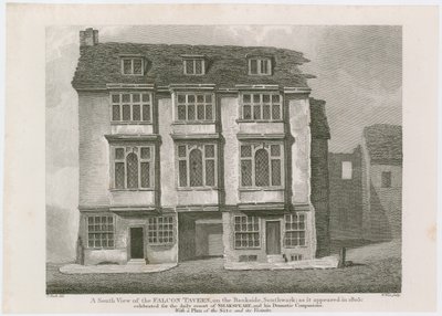 Falcon Tavern na Bankside, Southwark. Jak se ukázalo v roce 1805 od English School