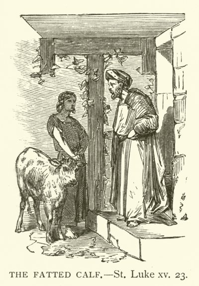 The Fatted Calf, St Luke, xv, 23 (rytina) od English School