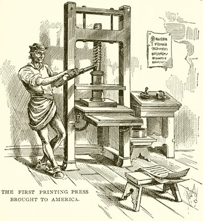 První tiskárna přivezená do Ameriky od English School