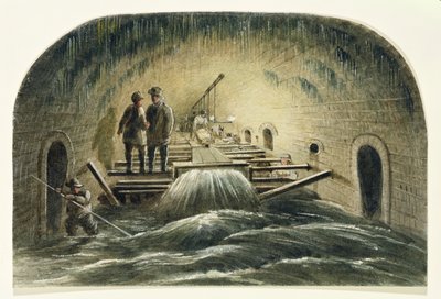 The Fleet Sewer, c.1840 (wc na papíře) od English School