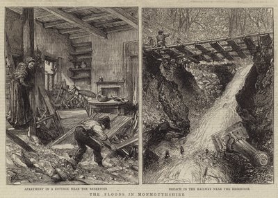 The Floods in Monmouthshire (rytina) od English School