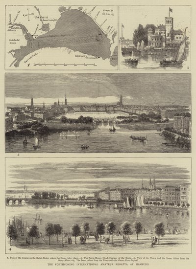 Nadcházející mezinárodní amatérská regata v Hamburku (rytina) od English School