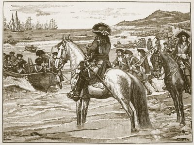 Francouzi ustupující z Torbay, ilustrace z Cassells Illustrated History of England (sépiová fotografie) od English School