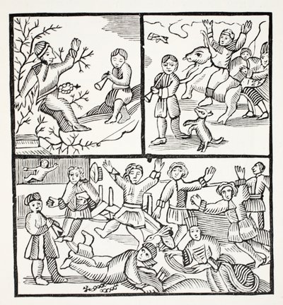 Fryar and the Boy, ilustrace z Chap-books of the Eighteenth Century od Johna Ashtona, pub. 1882 od English School