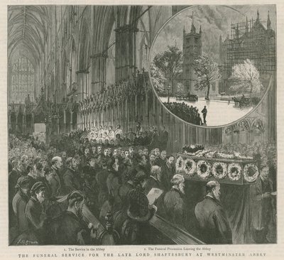 Pohřební služba pro zesnulého lorda Shaftesbury ve Westminsteru od English School