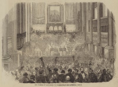 Pohřeb Alexandra von Humboldta v katedrále, Berlín (rytina) od English School