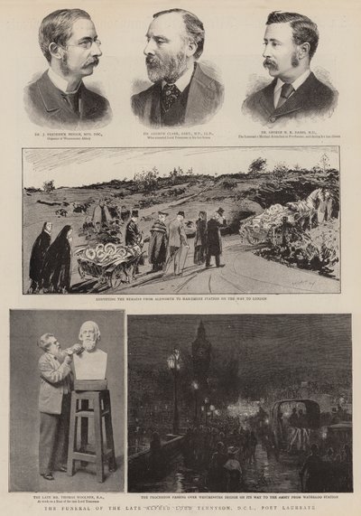 Pohřeb zesnulého Alfreda Lorda Tennysona, DCL, laureát básníka (rytina) od English School