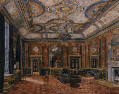The Glass Drawing Room, Northumberland House, cca 1870 (akvarel) od English School