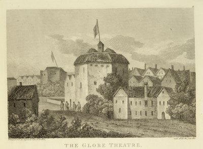The Globe Theatre on the Bankside, jak se objevilo za vlády Jakuba I. (1566-1625), po rytině kolem roku 1612, publikované 1810 od English School