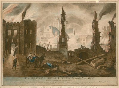 Velký požár Londýna v roce 1666 od English School