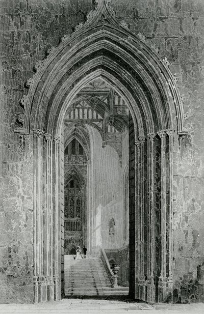 Velká západní hala vedoucí do Grand Saloon nebo oktagonu, Fonthill Abbey, 1824 od English School