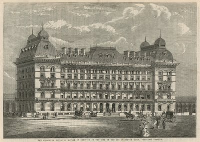 Grosvenor Hotel, v průběhu výstavby na místě staré Grosvenor Basin, Belgravia od English School