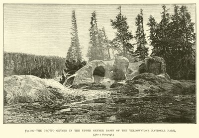Gejzír Grotto v povodí horního gejzíru Yellowstonského národního parku od English School