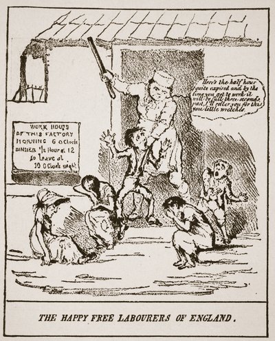 The Happy Free Labourers of England, z tisku vydaného v roce 1833, ilustrace z knihy The Church of England: Spence-Jones, vyd. cca 1910 (sépiová fotografie). od English School