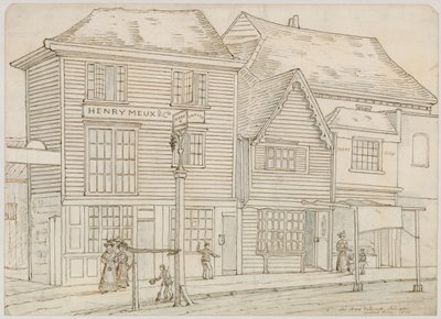 The Hare and Hounds, Islington, strženi v roce 1840 (inkoust na papíře) od English School