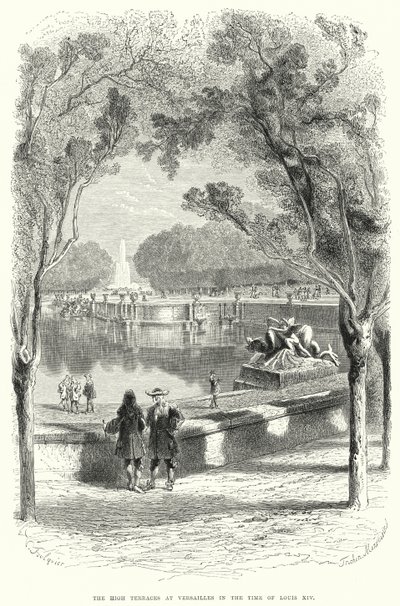 Vysoké terasy ve Versailles v době Ludvíka XIV (rytina) od English School