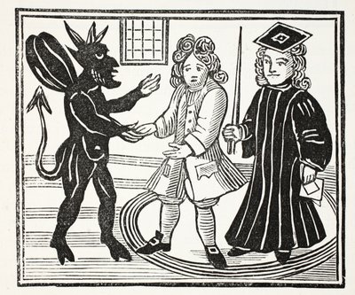 Historie Dr. Johna Fausta, ilustrace z Kapitoly osmnáctého století od Johna Ashtona, pub. 1882 od English School