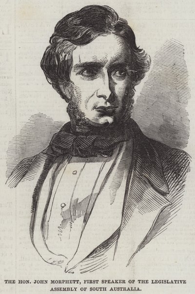 Ctihodný John Morphett, první mluvčí zákonodárného sboru Jižní Austrálie (rytina) od English School