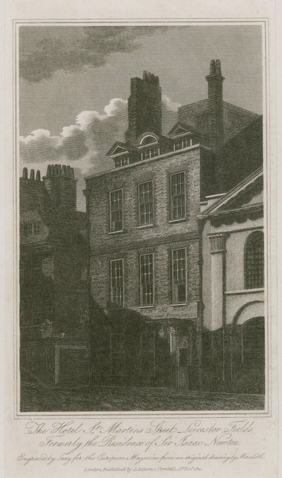 Hotel, St Martins Street, Leicester Square, Londýn; dříve sídlo sira Isaaca Newtona od English School
