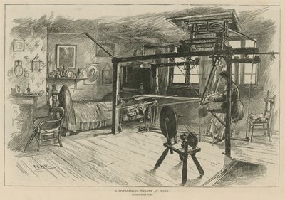 Hugenoti v Anglii: Spitalfieldský tkadlec při práci od English School