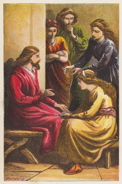 Skromný domov v Betanii (barevná litografie) od English School