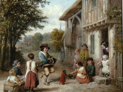 The Hurdy-Gurdy Player, kolem roku 1865 (olej na plátně) od English School