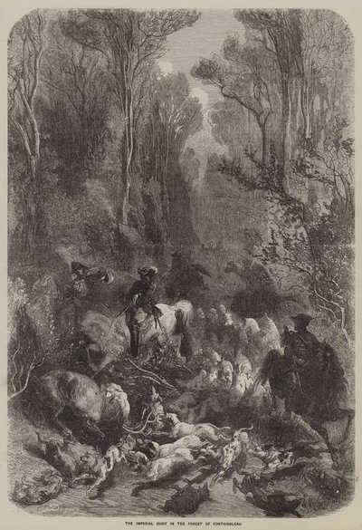 Imperiální hon v lese Fontainebleau (rytina) od English School