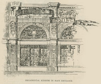 Imperial Institute: Ozdobné obrazovky v hlavním vchodu od English School