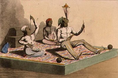 Indičtí žongléři, říjen 1813, z "Ackermann
