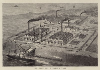 The Iron Ship-Building Yard (rytina) od English School