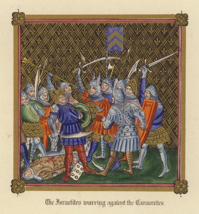 Izraelité válčící proti Kananejcům (barva litho) od English School