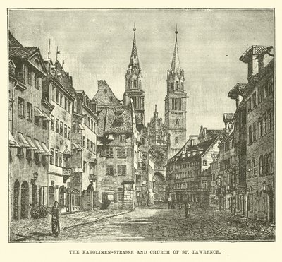 Karolinenstrasse a kostel svatého Vavřince od English School