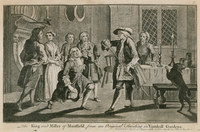 Král a Miller z Mansfieldu z originálního obrazu ve Vauxhall Gardens v Londýně od English School