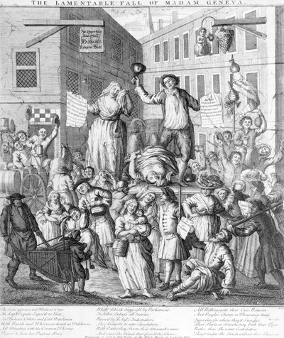 Lamentable Fall of Madame Geneva, 1736 od English School