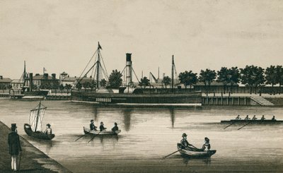 The Landing Stage River View, Ipswich (litografie) od English School