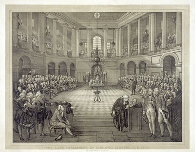 Poslední parlament Irska zvolil A.S. 1790, hospoda. 1874 (litho) od English School