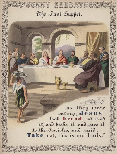 Poslední večeře (barevná rytina) od English School