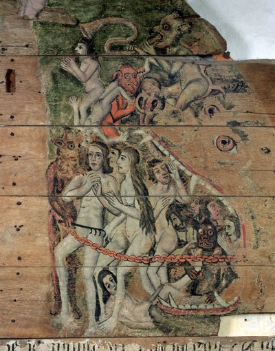 Poslední Trump, z Wenhaston Doom, cca 1500-20 (lakované dřevo) od English School