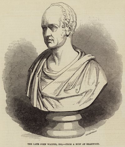 Zesnulý John Walter, Esquire, z busty v Bearwood (rytina) od English School