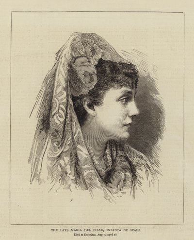 Late Maria del Pilar, Infanta ze Španělska (rytina) od English School
