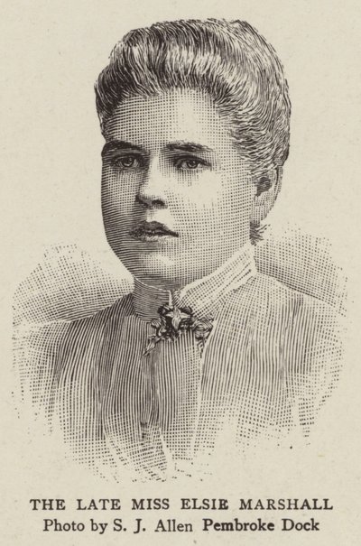 Zesnulá slečna Elsie Marshallová (rytina) od English School