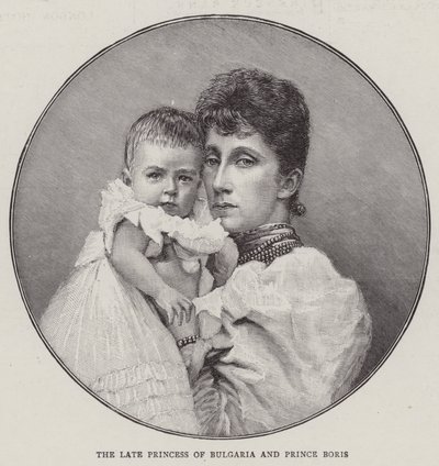 Zesnulá princezna Bulharska a princ Boris (rytina) od English School